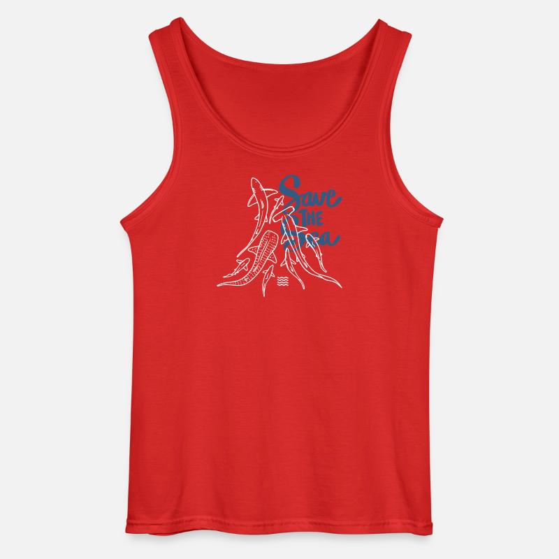 Save The Ocean Line Kunst - Gildan Männer Tank Top - Rot