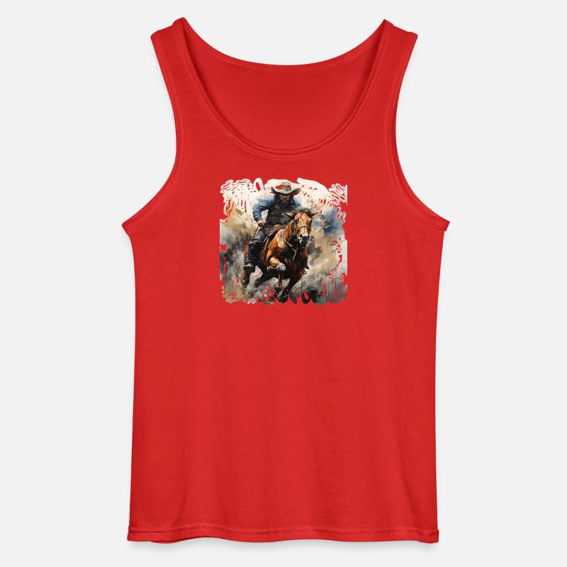 Wildwest Reiter Dynamik-Malstil - Gildan Männer Tank Top - Rot
