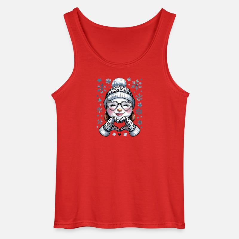  Winter Schneemann Mädchen mit Leopardenmuster - Gildan Männer Tank Top - Rot