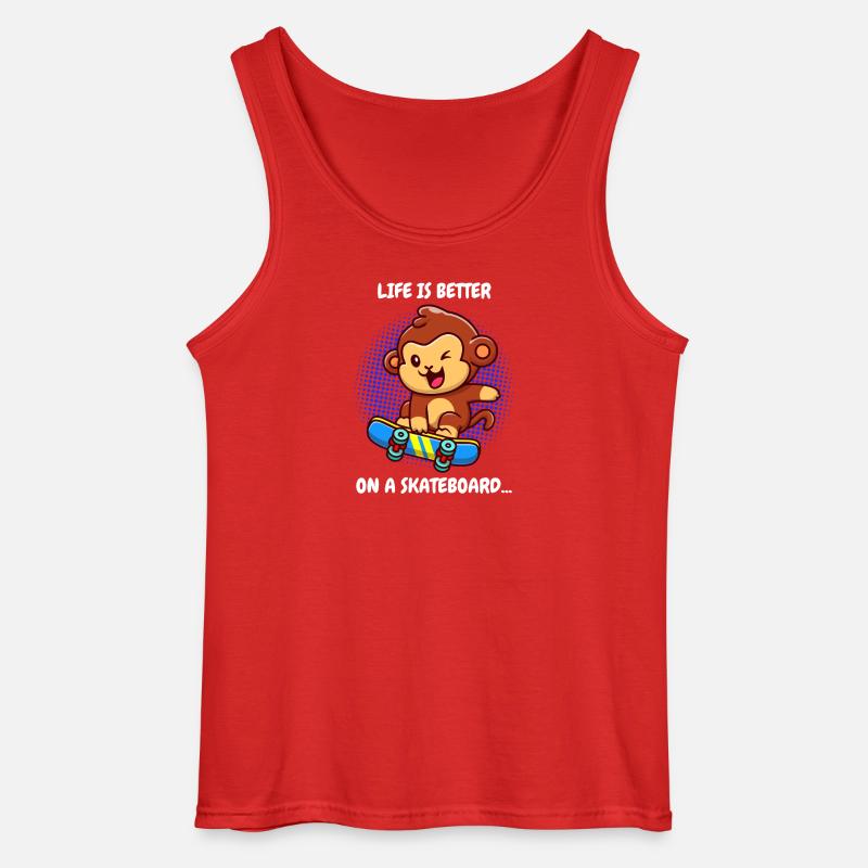Life Is Better Skateboard Affe Monkey - Gildan Männer Tank Top - Rot