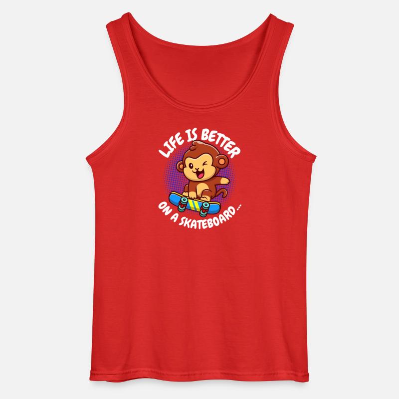 Life Is Better Skateboard Affe Monkey - Gildan Männer Tank Top - Rot