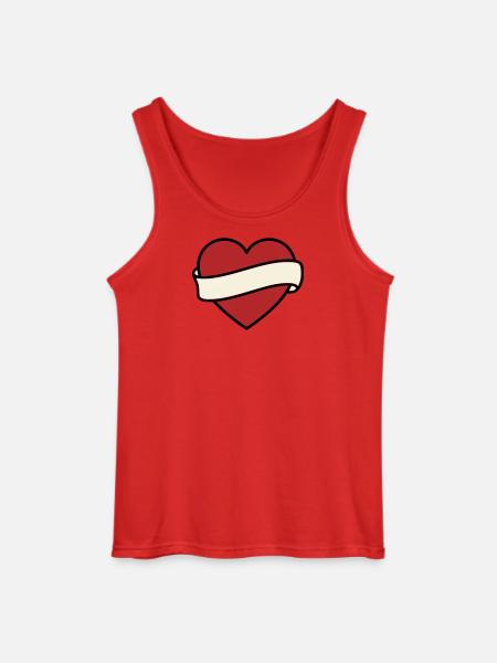 Tattoo Heart Banner Scroll Vector - Gildan Men’s Tank Top - red