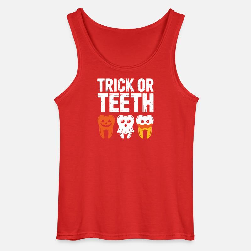 Trick oder Teeth Halloween-T-Shirt - Gildan Männer Tank Top - Rot