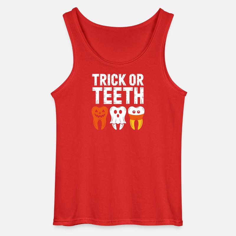 Trick oder Teeth Halloween-T-Shirt - Gildan Männer Tank Top - Rot