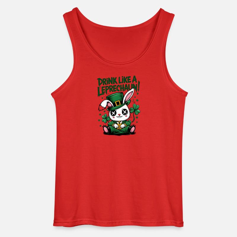 Drinking Bunny Leprechaun St. Patrick's Day - Gildan Men’s Tank Top - red