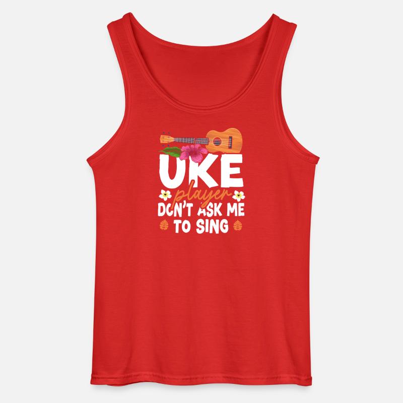 Hawaiian Ukulele Uke Uke Player - Gildan Men’s Tank Top - red