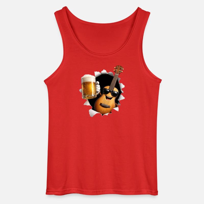 Ukulele Beer - Gildan Men’s Tank Top - red