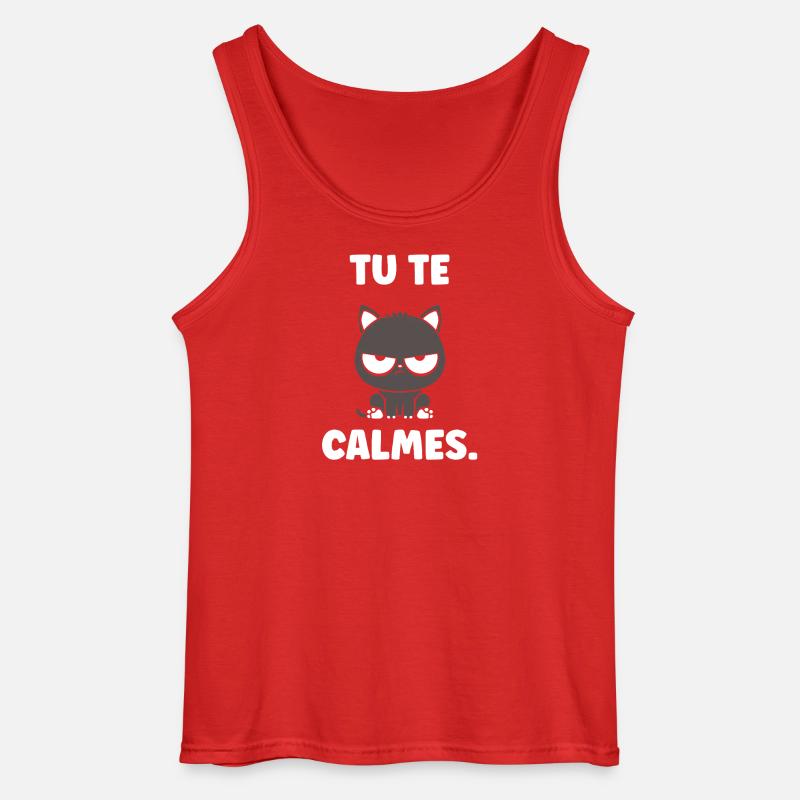 Grumpy Kitten: You calm down - Gildan Men’s Tank Top - red