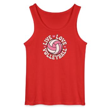 Live Love Volleyball - Pink Love Design - Gildan Men’s Tank Top - red - Front - AI Model Male 185 dark (185cm)