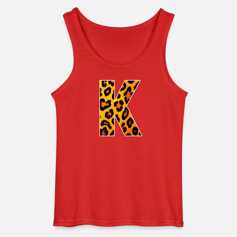 Leopardischer Buchstabe K - Gildan Männer Tank Top - Rot