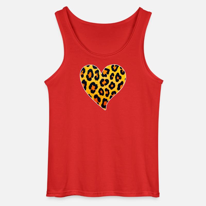 Leopard Heart Pattern: Wild Temperament - Gildan Men’s Tank Top - red