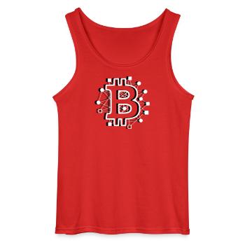 Bitcoin Board Circuit Tech Crypto - Gildan Men’s Tank Top - red - Front - AI Model Male 185 dark (185cm)