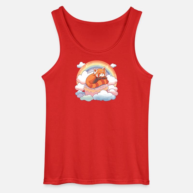Red Panda in Rainbow Cloud Cake - Gildan Men’s Tank Top - red