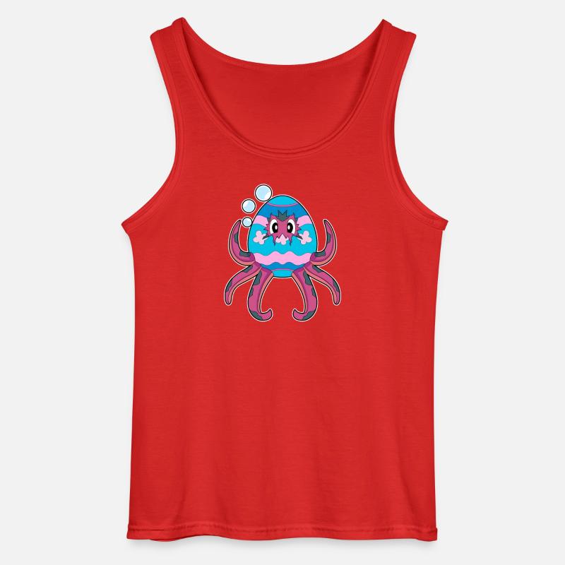 Octopus Easter Easter Egg - Gildan Men’s Tank Top - red