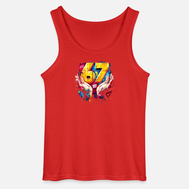 6 7 Graffiti Meme - Gildan Männer Tank Top - Rot