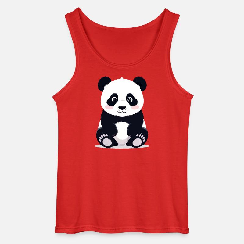 Sitzender Kuschelpanda kleiner süßer Pandabär - Gildan Männer Tank Top - Rot