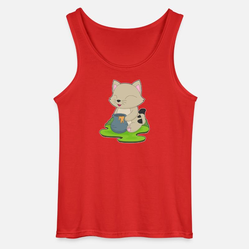Katze Honig - Gildan Männer Tank Top - Rot