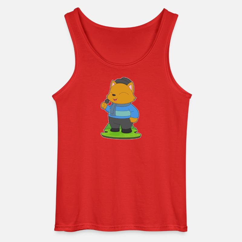 Cat Singer Microphone Singing - Gildan Men’s Tank Top - red