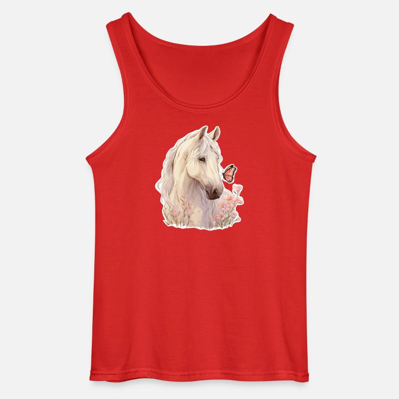 Pferd mit Schmetterling - Gildan Männer Tank Top - Rot