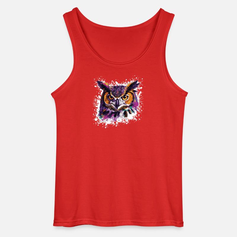 Eule Tier Nachteule - Gildan Männer Tank Top - Rot