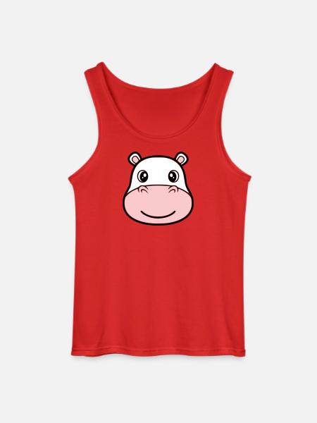 Hippopotamus Head Face Mask Smile - Gildan Men’s Tank Top - red