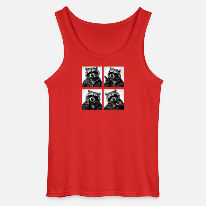 Waschbär Noir Vierfach: Sonnenbrille Zigarette - Gildan Männer Tank Top - Rot