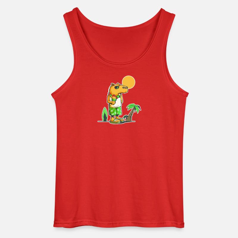 Capybara am Strand - Gildan Männer Tank Top - Rot