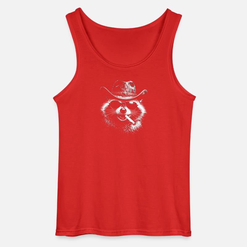 Waschbär Cowboy mit Zigarre - Gildan Männer Tank Top - Rot