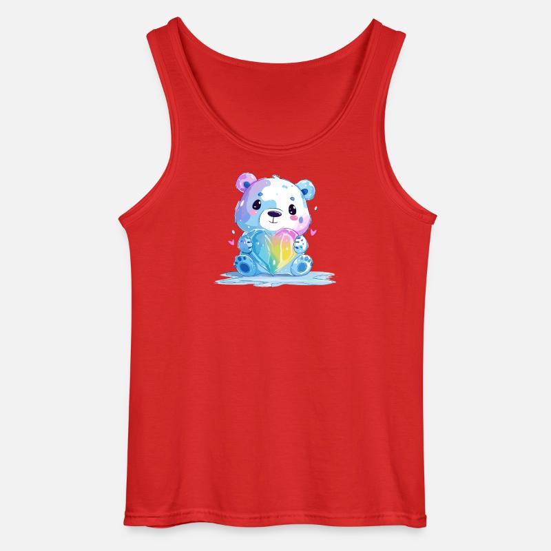 Süßer Eisbär mit Regenbogenherz - Gildan Männer Tank Top - Rot