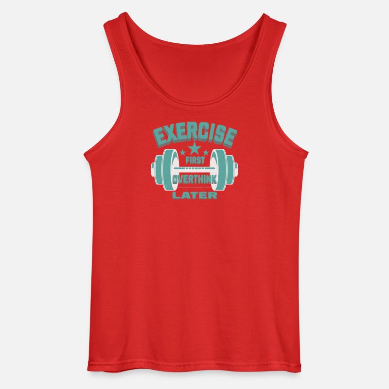 Êxercise First, Overthink Later T-shirt - Gildan Männer Tank Top - Rot