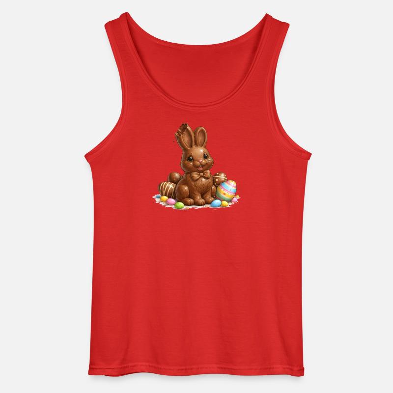 Chocolate bunny with Easter eggs - Gildan Men’s Tank Top - red