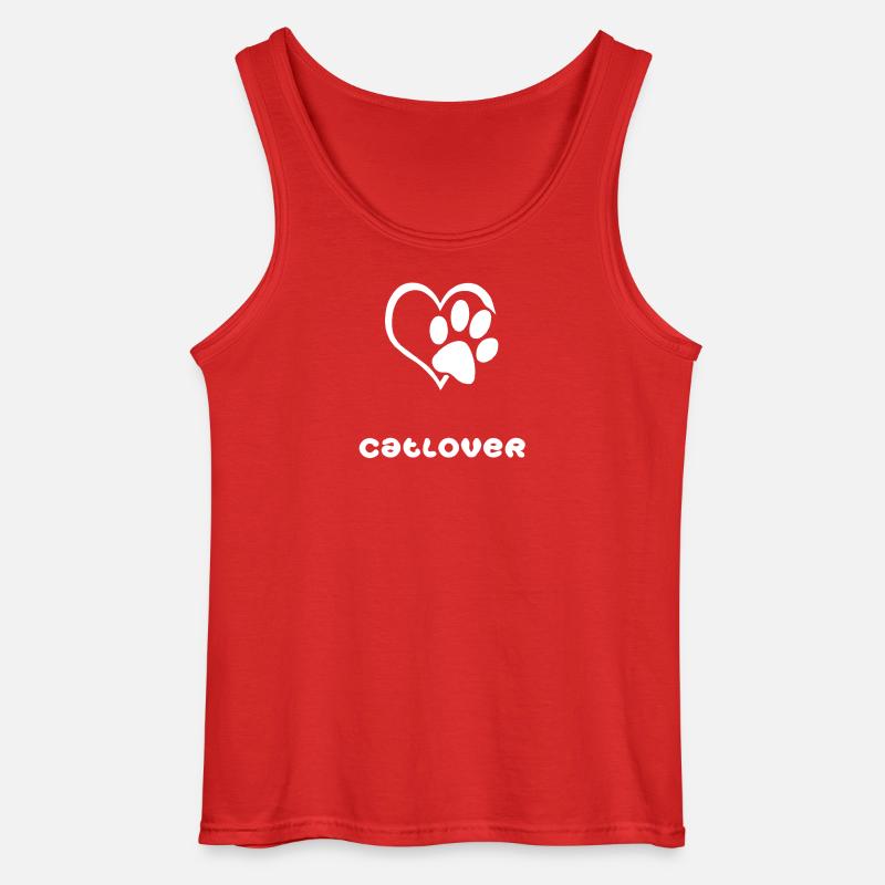 Catlover-weiß - Gildan Männer Tank Top - Rot