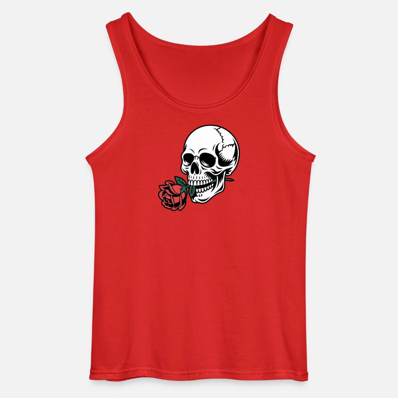 Rockabilly Skull – Rose Statement Gothic Love - Gildan Men’s Tank Top - red