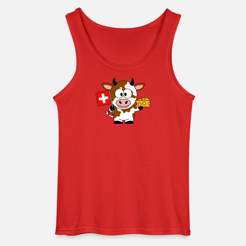 Kuh mit Schweizer Flagge Käse - Gildan Männer Tank Top - Rot