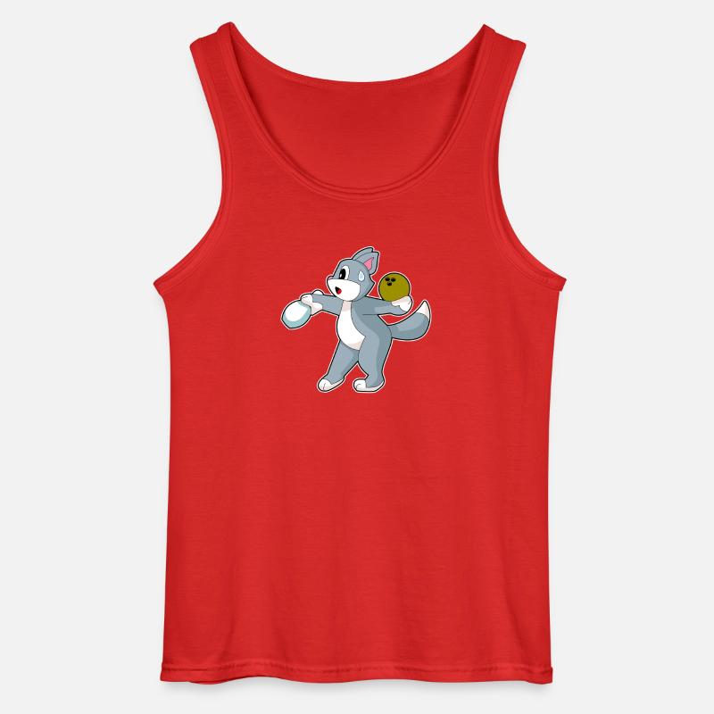 Katze Bowling Bowlingkugel Pin - Gildan Männer Tank Top - Rot