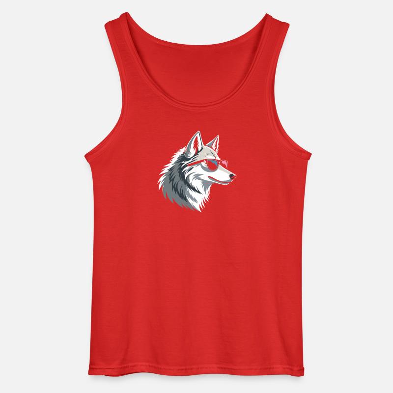 Wolf mit Brille im eisigen Stil - Gildan Männer Tank Top - Rot