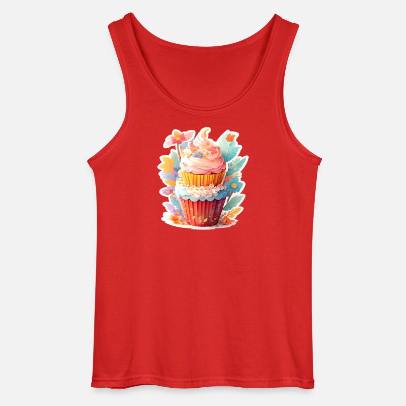 Blumen Cupcake  - Gildan Männer Tank Top - Rot