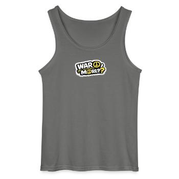 War No More – Sticker Peace & Humanity - Gildan Men’s Tank Top - charcoal grey - Front - AI Model Male 185 dark (185cm)