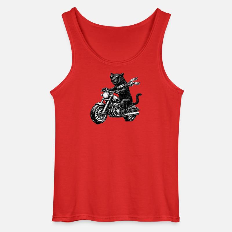 Schwarzer Panther auf Motorrad mit Sonnenbrille - Canotta da uomo Gildan - rosso