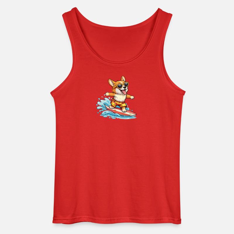 Corgi Surf-Sommerbrille - Gildan Männer Tank Top - Rot