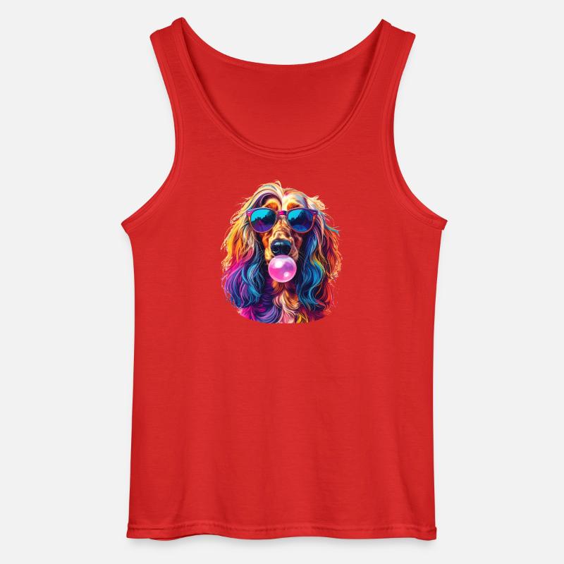 Pop-Art Afghanischer Windhund mit Bubblegum - Gildan Männer Tank Top - Rot