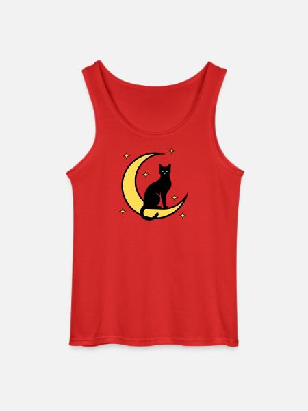 Cat Moon Stars Witchcraft - Gildan Men’s Tank Top - red