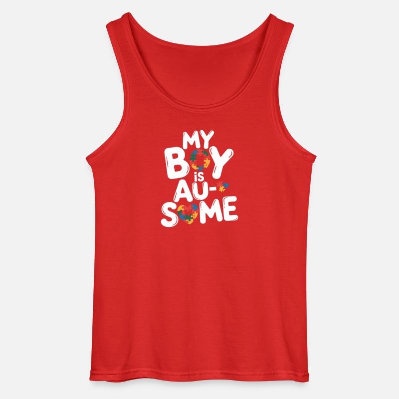 Mein Junge Hat Autismus - Gildan Männer Tank Top - Rot