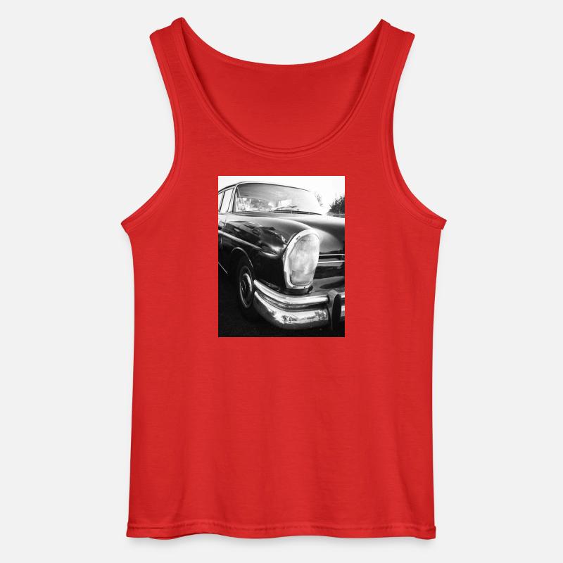 Oldtimer-Automobil in Schwarz-Weiß - Gildan Männer Tank Top - Rot