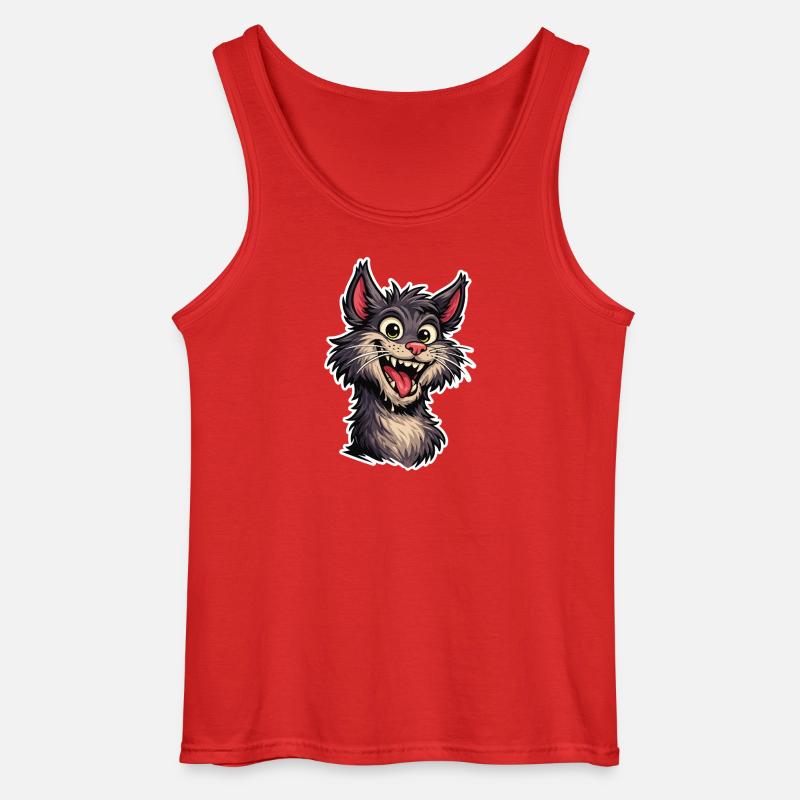 Fröhliches Bild einer lächelnden Cartoon-Katze - Gildan Männer Tank Top - Rot