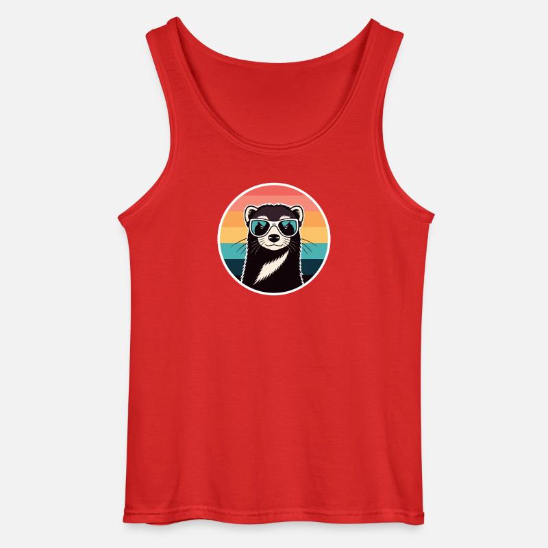 Retro-Otter-Regenbogenbrille - Gildan Männer Tank Top - Rot