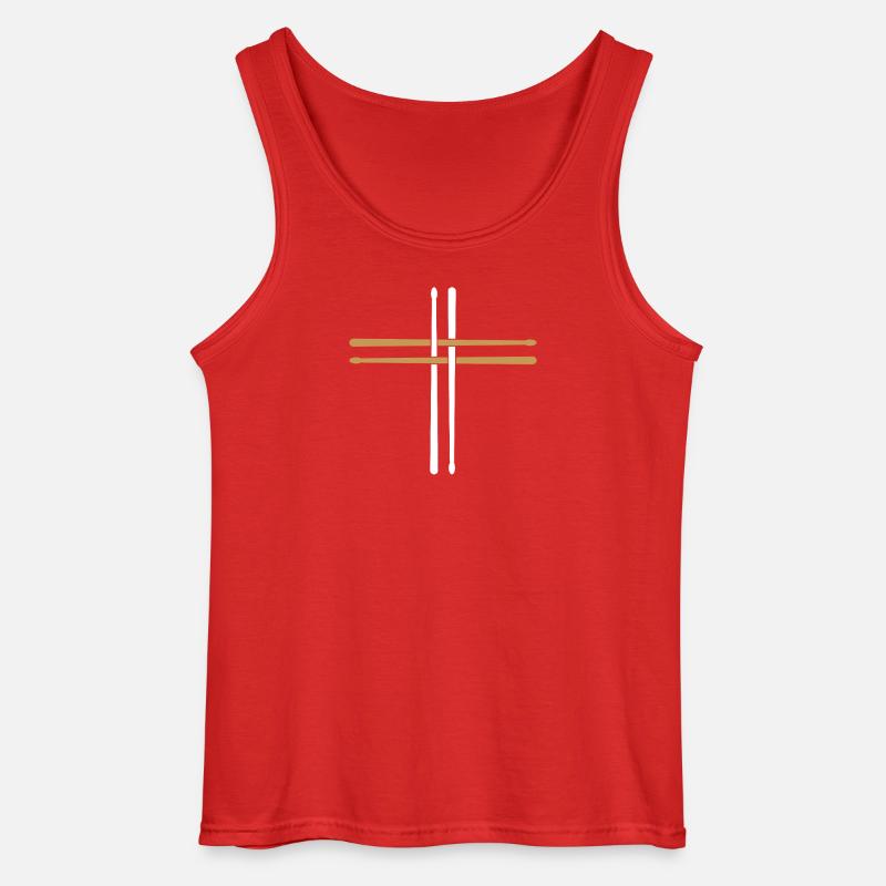 Drums, Drummer Drum Sticks - Gildan Men’s Tank Top - red