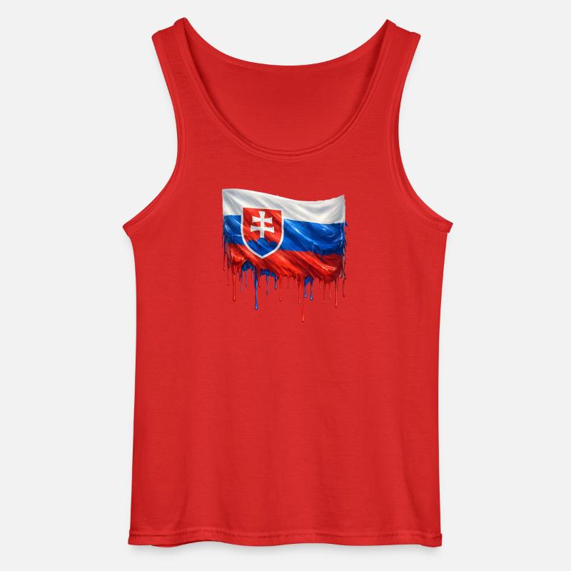 Flag Slovakiet farvede stænk - Gildan tanktop til mænd - rød