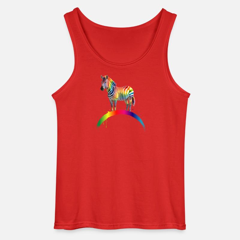 Regenbogen Zebra Farbverlauf Kunst Design - Gildan Männer Tank Top - Rot