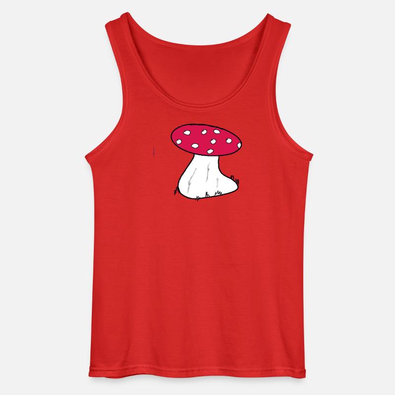 Red Toadstool Cartoon Pattern - Gildan Men’s Tank Top - red